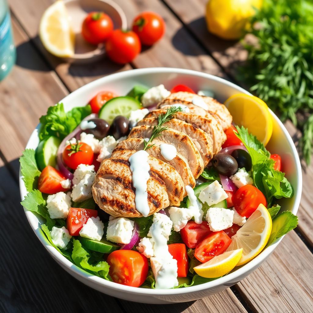 High-Protein Greek Salad with Grilled Chicken
